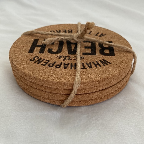 Swoozies Cork Coaster set of 4 “What Happens at The Beach Stays at The Beach NEW - Picture 10 of 13